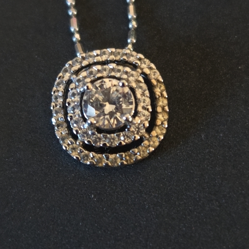 Zales Silver and White Stone Necklace